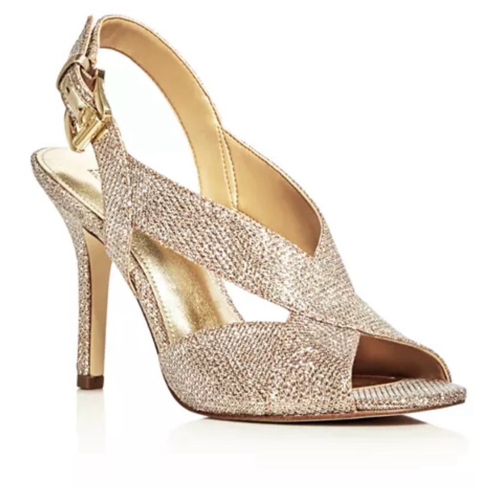 MICHAEL Michael Kors Becky 3.5” Glitter slingback w/peep toe Sandal